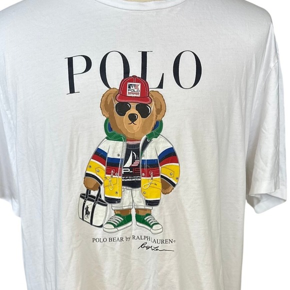 Polo Ralph Lauren T-Shirt Mens XXL White Polo Bear Sailing Graphic Tee retired - Picture 2 of 12